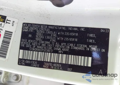 2023 Toyota Highlander L from USA, damaged, VIN 5TDKDRAH2PS038617